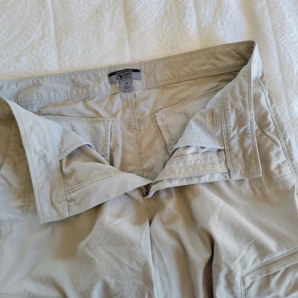 Gander Mountain Guide Series Men's Gray/Khaki Cargo Shorts Hiking Fishing 34